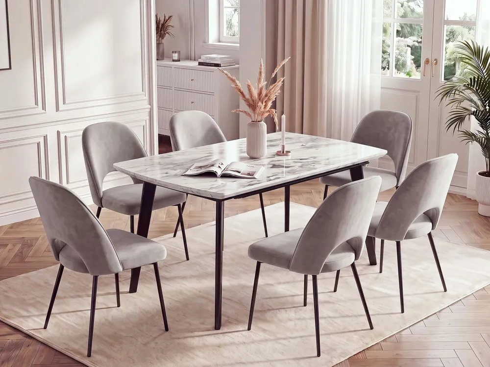 Tavolo da pranzo estensibile bianco/nero 160/200 x 90 cm MOSBY per Ospiti