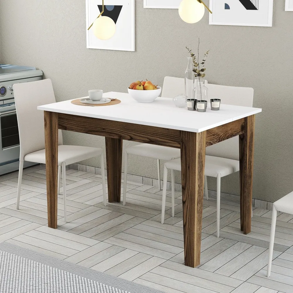 Tavolo da pranzo Fiorita con contenitore 100cm Legno e Bianco | Spedizione Veloce