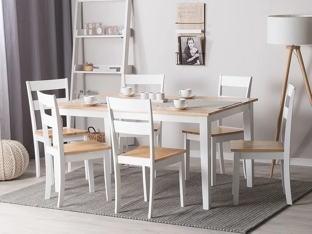 Tavolo da pranzo legno chiaro/bianco 150 x 90 cm GEORGIA per Ospiti