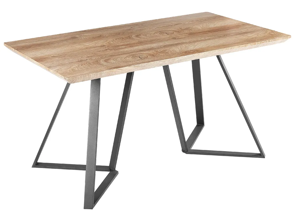 Tavolo da pranzo legno palese e metallo nero 140 x 80 cm UPTON con 12 Pezzi