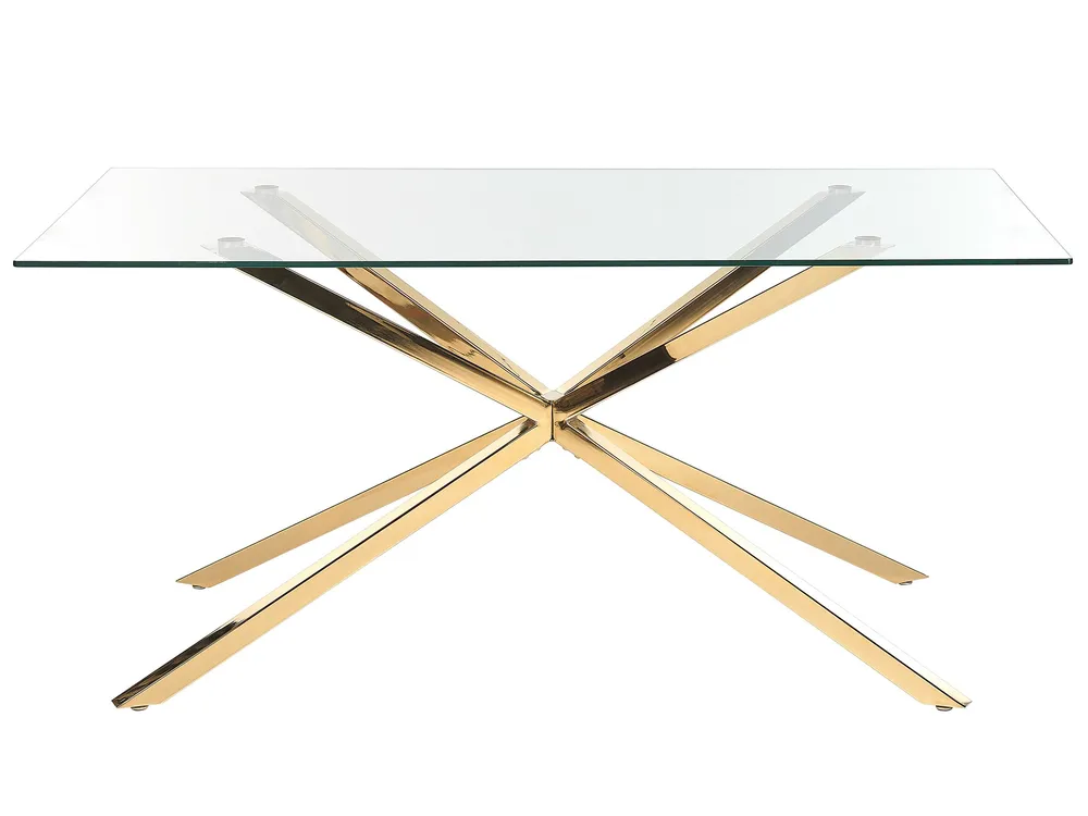 Tavolo da pranzo vetro temperato oro 160 x 90 cm CORA | Spedizione Veloce