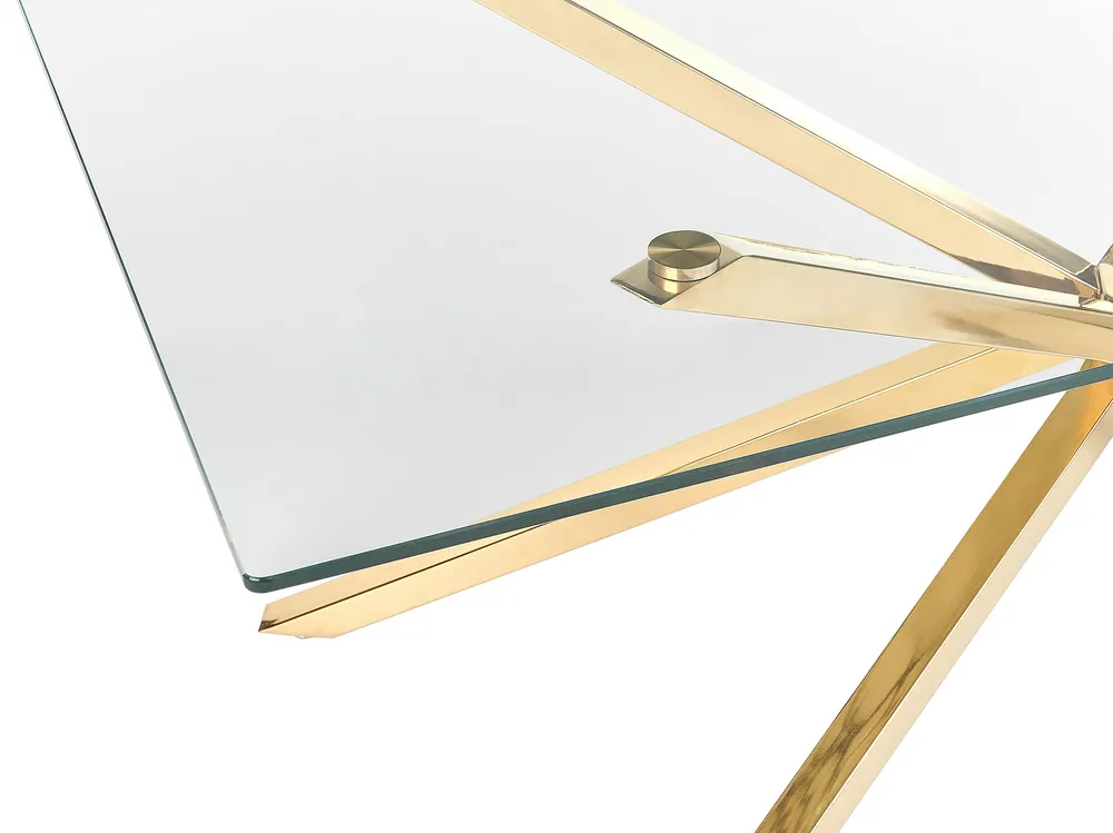 Tavolo da pranzo vetro temperato oro 160 x 90 cm CORA | Spedizione Veloce