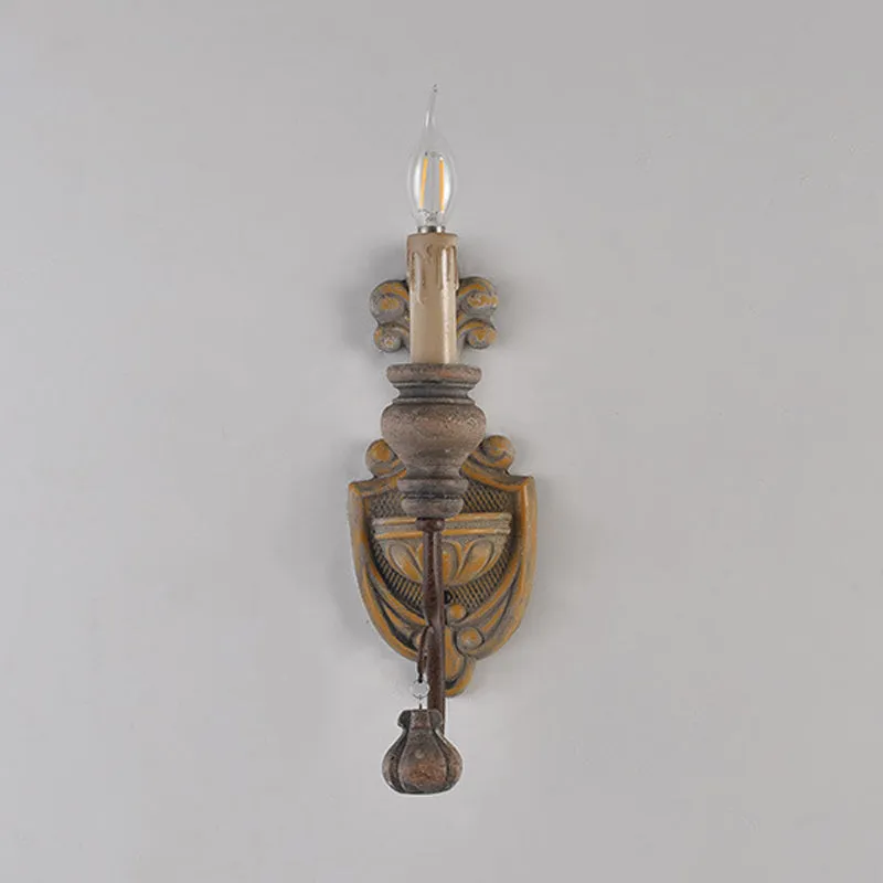 Posate da Dessert Lampada da parete con braccio curvo legno invecchiato, metallo vecchio stile, 1/2 luci, applique per sal...