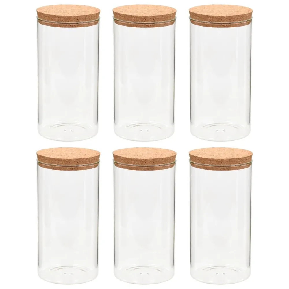 Barattoli Vetro con Coperchio Sughero 6 pz 1100 ml