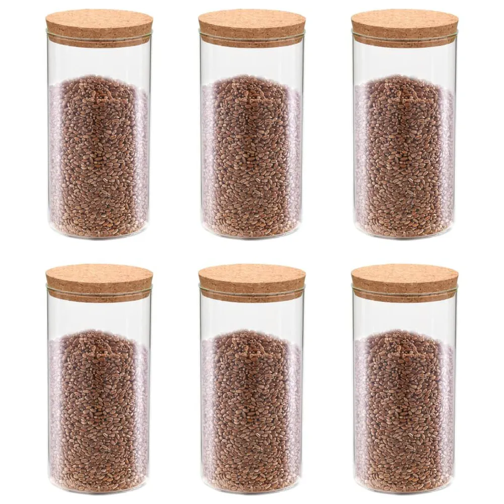 Barattoli Vetro con Coperchio Sughero 6 pz 1100 ml