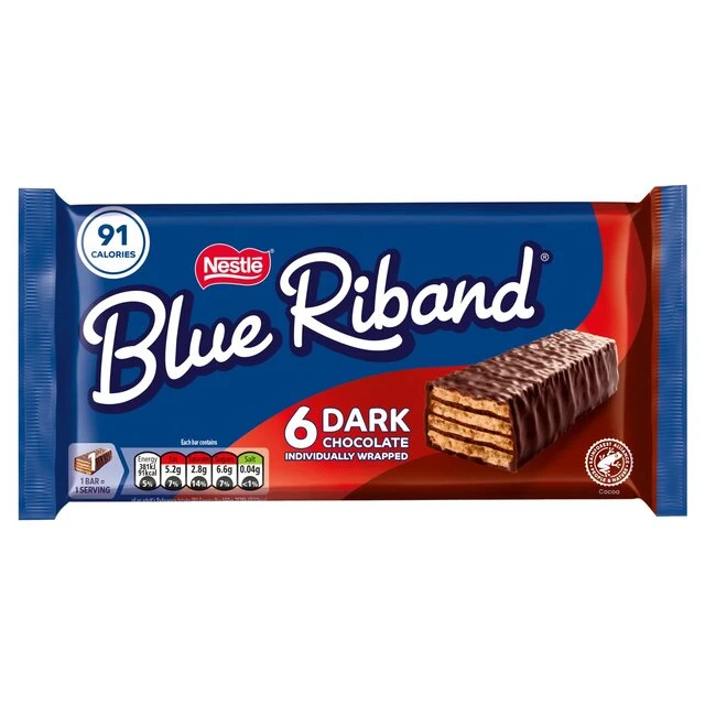 Barrette di biscotti al cioccolato fondente Blue Riband 6 per confezione