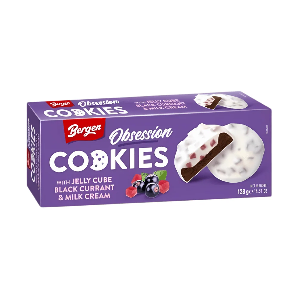Biscotti Bergen Cubetti Gelée Ribes Nero e Crema al Latte