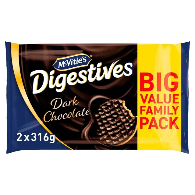 Biscotti Digestive Al Cioccolato Fondente McVitie's Confezione Doppia 2 x 316 g