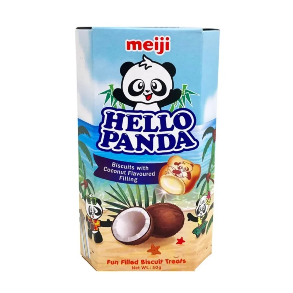 Hello Panda Coconut, biscotti forma di panda ripieni di crema al cocco da 50g