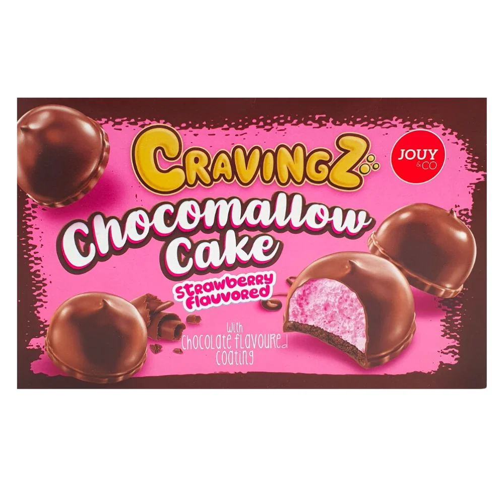 Jouy&Co Cravingz Chocomallow Strawberry Cake, biscotti di marshmallow alla fragola ricoperti di cioccolato da 150g