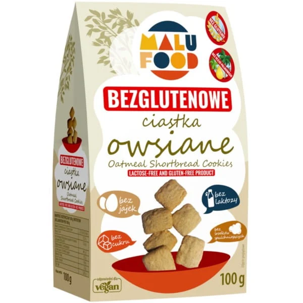 MALU FOOD Biscotti ai fiocchi d'avena senza glutine e senza zucchero 100g