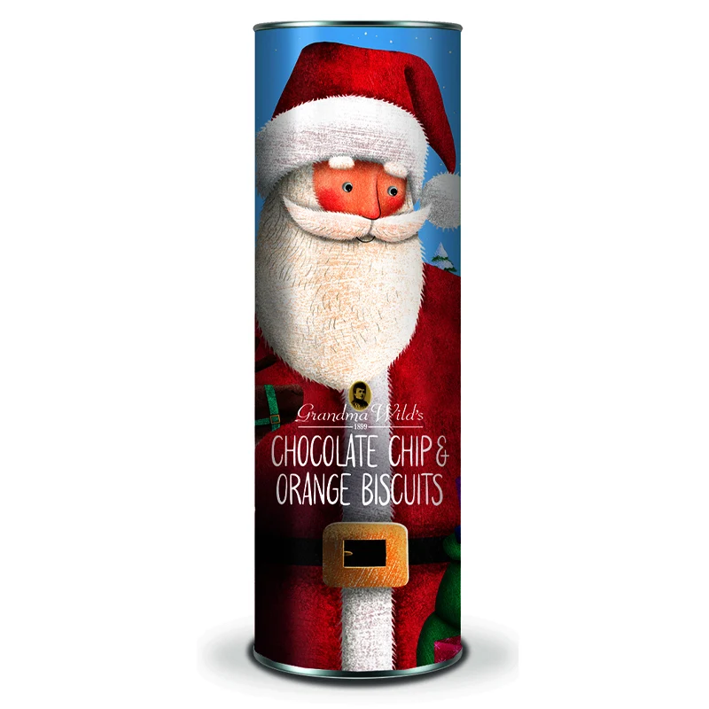 Maxi Tubo "Babbo Natale" con Biscotti Arancia e Cioccolato 200g