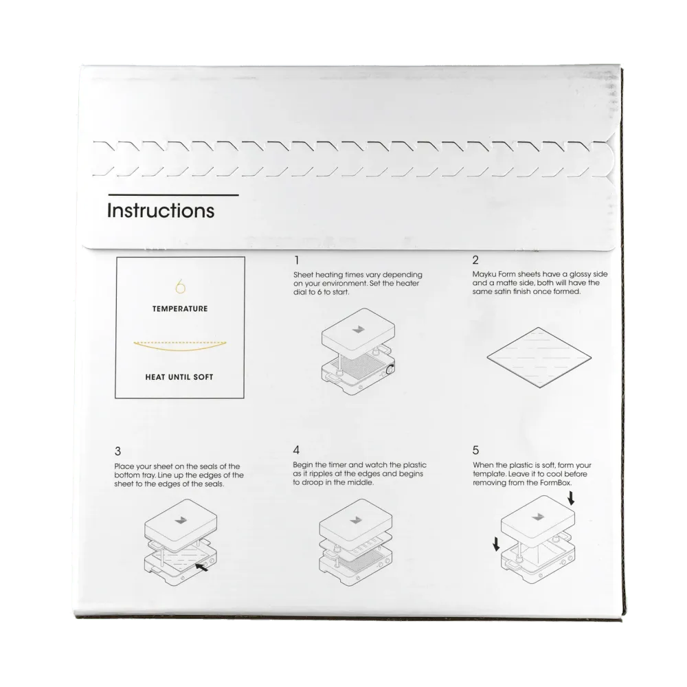 Mayku FormBox fogli per stampi – confezione da 30 (0,5 mm bianco)