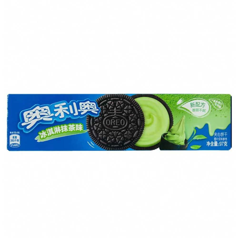 Oreo Green Tea, biscotti al cioccolato ripieni di crema al tè verde da 97g
