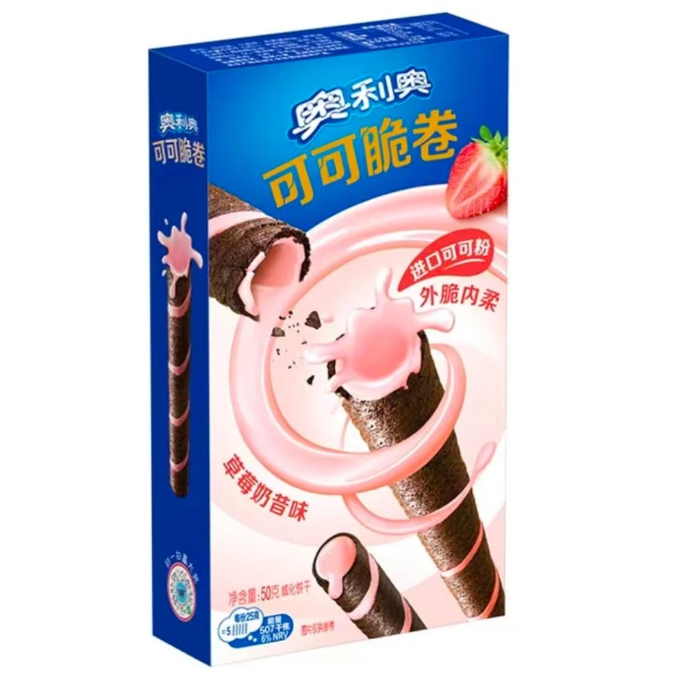 Oreo Strawberry Rolls, biscotti roll con crema alla fragola da 50g