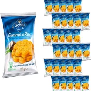 Scotti Riso Snack 30x Biscotti Gemma Di Riso Al Cocco Snack 35 Gr Confezione Da 30 Pezzi Biscotti Senza Grassi
