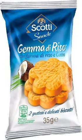 Scotti Riso Snack 30x Biscotti Gemma Di Riso Al Cocco Snack 35 Gr Confezione Da 30 Pezzi Biscotti Senza Grassi