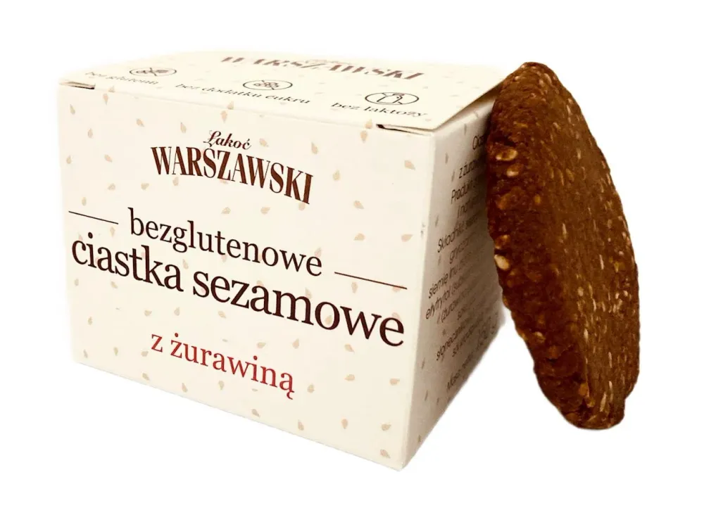 WARSZAWSKI SESAMO CON MIRTILLO ROSSO (biscotti contro la tosse con mirtilli rossi) 150 g - ŁAKOĆ WARSZAWSKI