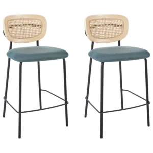 Bar Chair Set 2 Fabric Teal MAYETTA