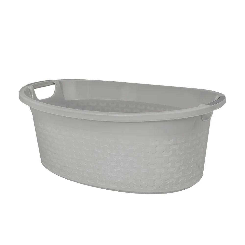 BranQ Plastic Basin Bath Laundry Basket Handles Washing Laundry Bowl 40L Grey
