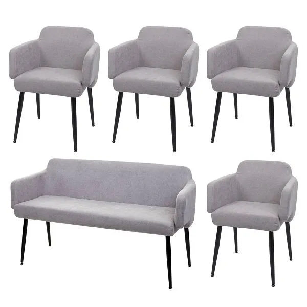 Mendler HWC-L13 set per la sala da pranzo set di 4 sedie + panca set per la sala da pranzo set per la sala da pranzo tessu...