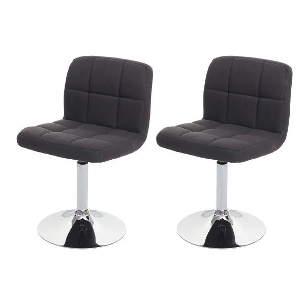 Mendler set di 2 sedie da pranzo Kavala sedia da cucina tessuto/tessile cromo girevole grigio cupo 74174