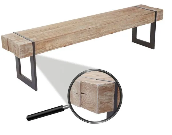 Panca Mendler HWC-A15 panca per sala da pranzo massello rustico legno di abete colore naturale 180 cm 56896