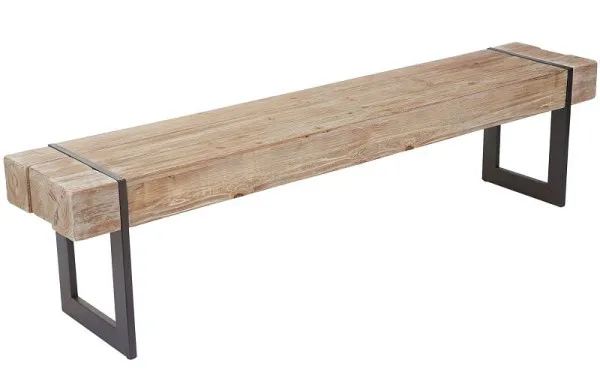 Panca Mendler HWC-A15 panca per sala da pranzo massello rustico legno di abete colore naturale 180 cm 56896