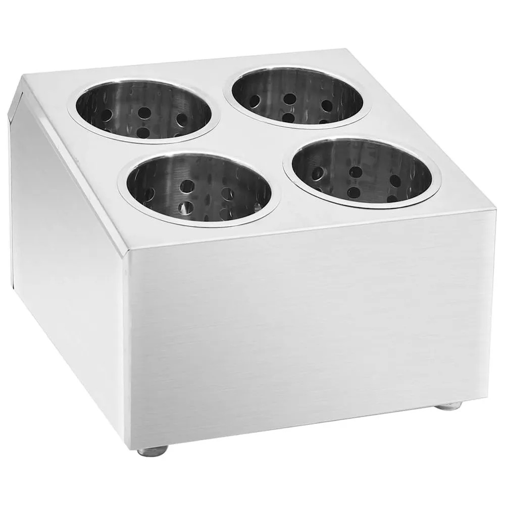 Portaposate con 4 Inserti Quadrato Acciaio Inox