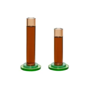 Set di 2 candelieri Comet cristallo ambrato Hübsch - 13cm
