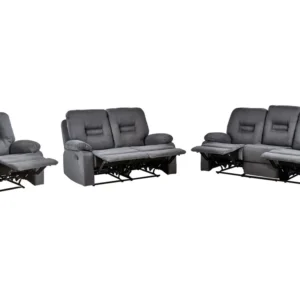 Set da salotto tessuto grigio nero 6 posti reclinabili manualmente BERGEN II