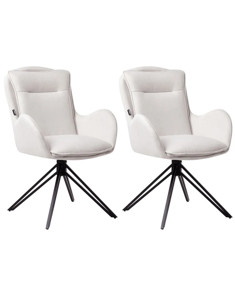 Set di 2 sedie da pranzo tessuto beige trasparente AVELAR