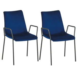 Set di 2 sedie da pranzo velluto blu tenebroso e nero JEFFERSON