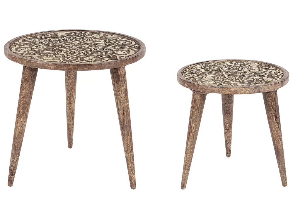 Set di 2 tavolini da caffè legno di mango fosco RANJA