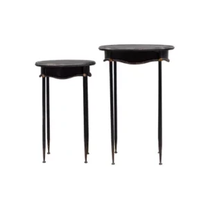Set di 2 tavolini metallo Orleans nero Chehoma - 76cm