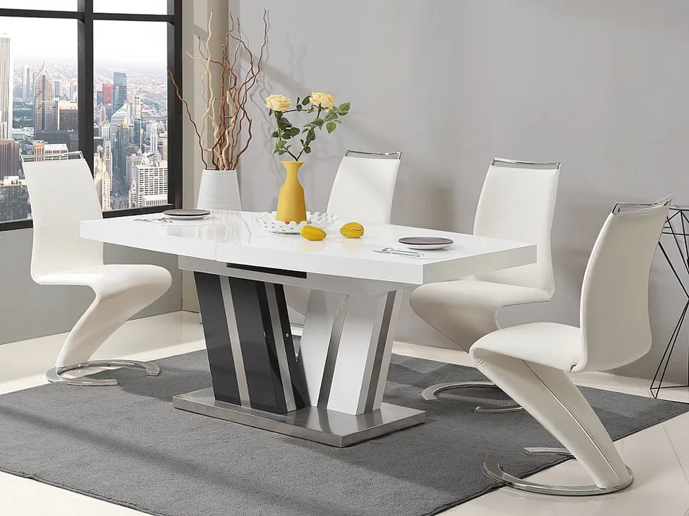 Set tavolo allungabile NOAMI + 4 sedie TWIZY - Bianco