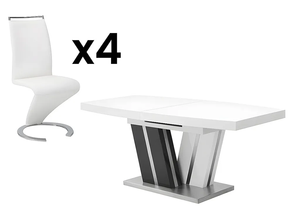Set tavolo allungabile NOAMI + 4 sedie TWIZY - Bianco