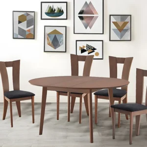 Set tavolo + 4 sedie Faggio massello Noce TIFFANY