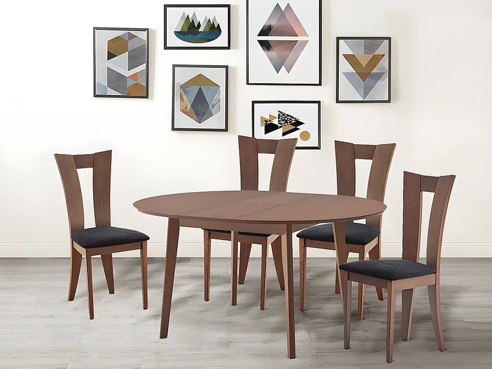 Set tavolo + 4 sedie Faggio massello Noce TIFFANY
