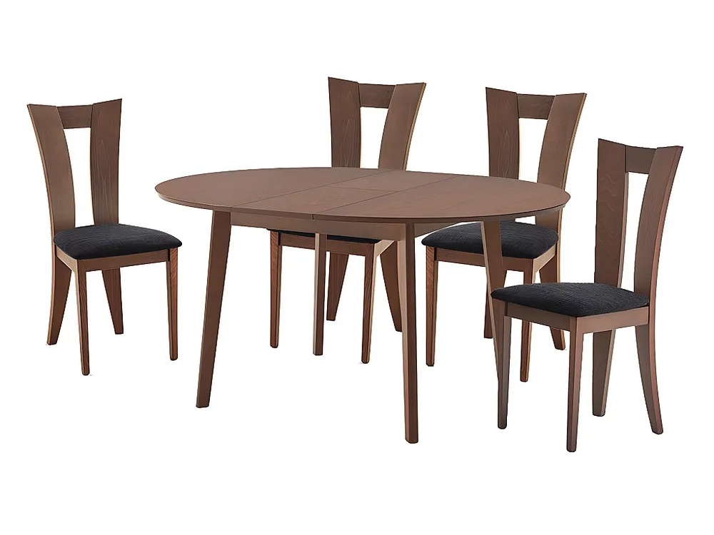Set tavolo + 4 sedie Faggio massello Noce TIFFANY