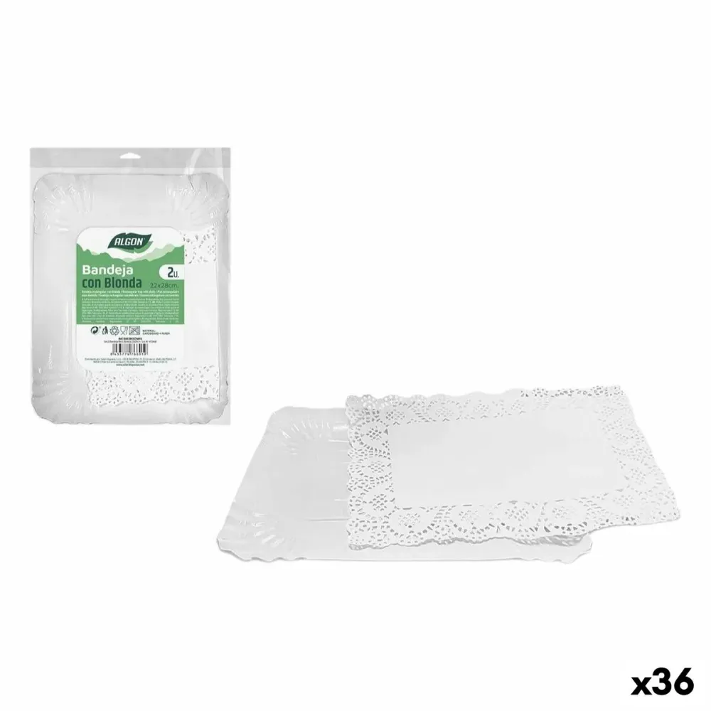 Set di vassoi per Alimenti Algon Rettangolare 22 x 28 cm 2 Pezzi (36 Unità)