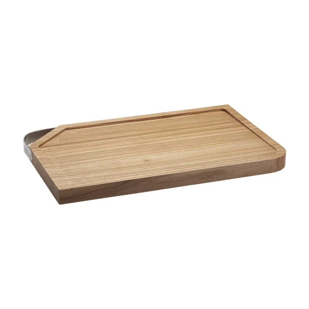 Tagliere legno di olmo con manico acciaio inox Rösle