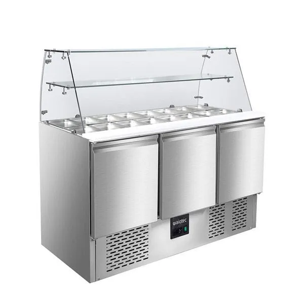 Vaiotec EASYLINE Saladette 700 / 3 posti con attacco vetro quadrato 1365x70x1312 cm 10020
