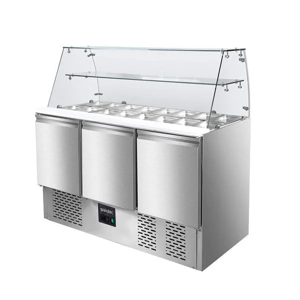 Vaiotec EASYLINE Saladette 700 / 3 posti con attacco vetro quadrato 1365x70x1312 cm 10020