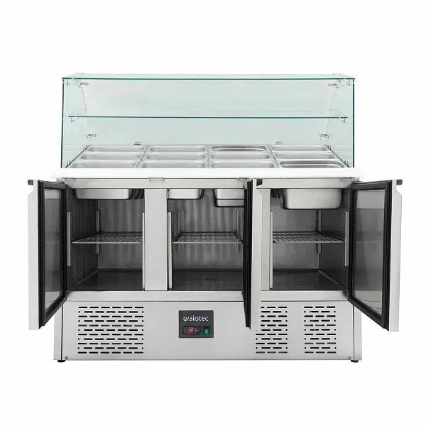 Vaiotec EASYLINE Saladette 700 / 3 posti con attacco vetro quadrato 1365x70x1312 cm 10020