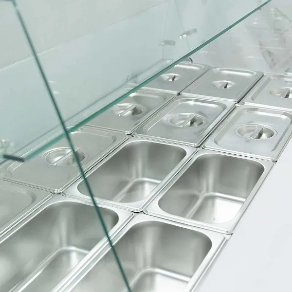 Vaiotec EASYLINE Saladette 700 / 3 posti con attacco vetro quadrato 1365x70x1312 cm 10020