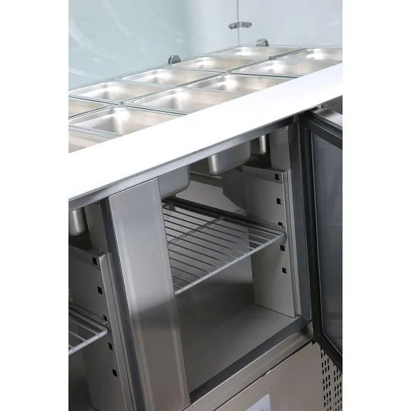 Vaiotec EASYLINE Saladette 700 / 2 posti con attacco vetro quadrato 90x70x129 cm 10018