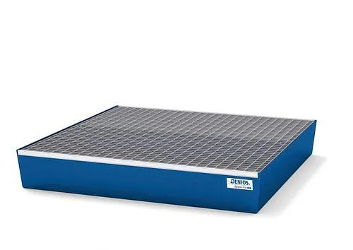 Vassoio serie DENIOS linea classica per 4 botti acciaio verniciato blu con griglia H 190 mm 259-318