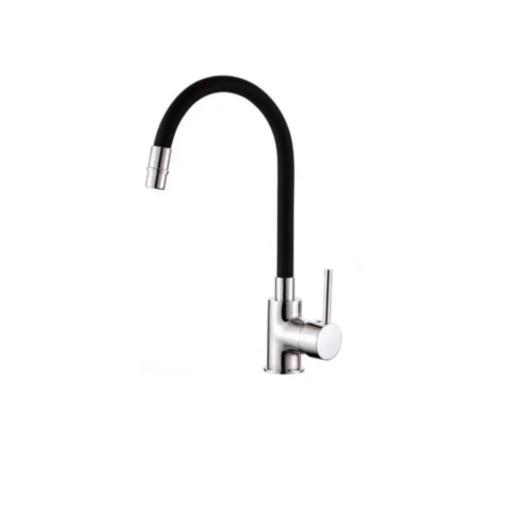 Miscelatore cucina ottone cromato con canna snodata nera Keller taps