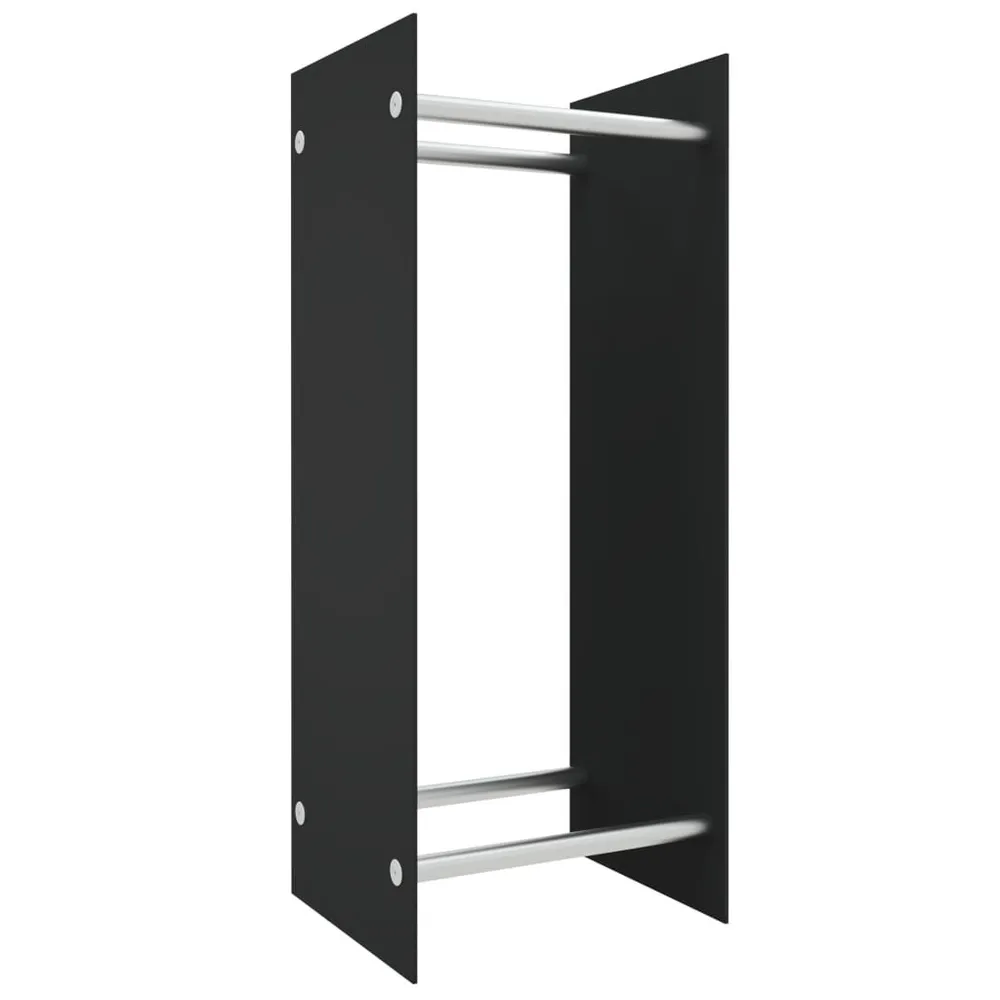 Porta Legna Nero 40x35x100 cm Vetro Temperato